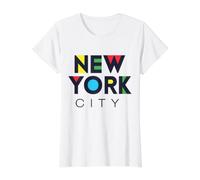 I Love NYC Colorful New York City NYC Modern Bold Typography Camiseta gráfica económica, Mujer, Blanco, L