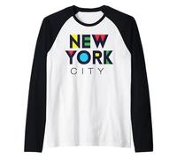 I Love NYC Colorful New York City NYC Modern Bold Typography Camiseta Manga Raglan