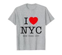 I Love NYC Graphic tee Shirts & Cool Designs, New York City Camiseta, Hombre, Gris Jaspeado, L