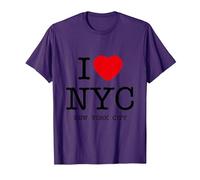 I Love NYC Graphic tee Shirts & Cool Designs, New York City Camiseta, Hombre, Morado, L