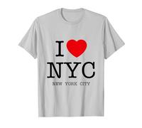 I Love NYC Graphic tee Shirts & Cool Designs, New York City Camiseta, Hombre, Plata, M