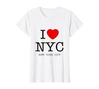 I Love NYC Graphic tee Shirts & Cool Designs, New York City Camiseta, Mujer, Blanco, S