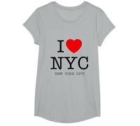 I Love NYC Graphic tee Shirts & Cool Designs, New York City Camiseta, Niñas, Gris Jaspeado, XS