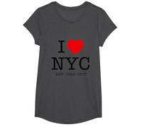 I Love NYC Graphic tee Shirts & Cool Designs, New York City Camiseta, Niñas, Jaspeado Oscuro, S