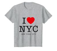 I Love NYC Graphic tee Shirts & Cool Designs, New York City Camiseta, Niños, Gris Jaspeado, 3 años