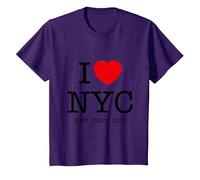 I Love NYC Graphic tee Shirts & Cool Designs, New York City Camiseta, Niños, Morado, 8 años