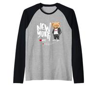 I Love NYC, New York City Teddy Bear Illustration Graphic Camiseta Manga Raglan