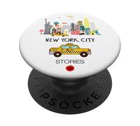 I Love NYC, New York City Wonderful Stories with Cartoon Art PopSockets PopGrip Adhesivo