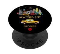 I Love NYC, New York City Wonderful Stories with Cartoon Art PopSockets PopGrip Adhesivo