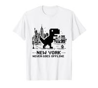 I Love NYC, New York Never Goes Offline Retro Pixel Dinosaur Camiseta gráfica económica