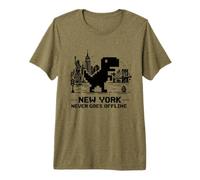 I Love NYC, New York Never Goes Offline Retro Pixel Dinosaur Camiseta Premium
