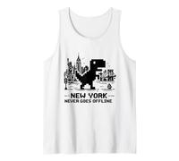 I Love NYC, New York Never Goes Offline Retro Pixel Dinosaur Camiseta sin Mangas