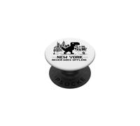I Love NYC, New York Never Goes Offline Retro Pixel Dinosaur PopSockets PopGrip Adhesivo