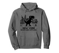 I Love NYC, New York Never Goes Offline Retro Pixel Dinosaur Sudadera con Capucha
