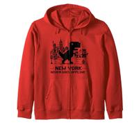 I Love NYC, New York Never Goes Offline Retro Pixel Dinosaur Sudadera con Capucha