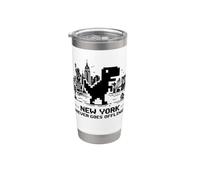 I Love NYC, New York Never Goes Offline Retro Pixel Dinosaur Vaso térmico de acero inoxidable de doble pared