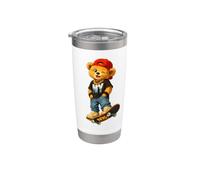 I Love NYC, Urban Skateboarding Bear Street Art Graphic Vaso térmico de acero inoxidable de doble pared