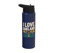 I Love Oakland Paisaje Urbano Arte Floral Stainless Steel Insulated Water Bottle