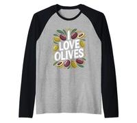 I Love Olives Bold Declaración Diversión Camiseta Manga Raglan