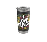 I Love Olives Bold Declaración Diversión Vaso térmico de acero inoxidable de doble pared