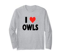 I Love Owls - Heart Barn Snowy Great Horned Owl Ornitología Manga Larga