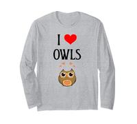 I Love Owls I Heart Owls, Amante de los pajaritos, observador Nocturno de Aves Manga Larga