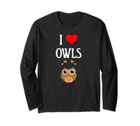 I Love Owls I Heart Owls, Amante de los pajaritos, observador Nocturno de Aves Manga Larga