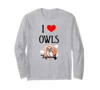 I Love Owls I Heart Owls, Amante de los pajaritos, observador Nocturno de Aves Manga Larga