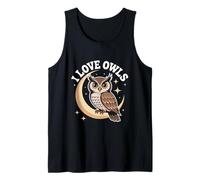 I Love Owls Luna Estrellas Cielo Noche Vida Silvestre Camiseta sin Mangas