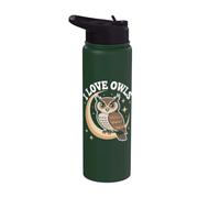 I Love Owls Luna Estrellas Cielo Noche Vida Silvestre Stainless Steel Insulated Water Bottle