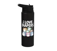 I Love Pañales Lindo Bebé Humor Divertido Stainless Steel Insulated Water Bottle