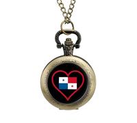 I Love Panama - Reloj de bolsillo vintage con colgante de aleación, diseño de corazón rojo, collar de regalo para hombres y mujeres, Estilo cobre, talla única