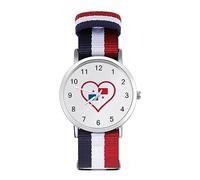 I Love Panama - Reloj deportivo analógico de cuarzo para hombre y mujer, correa de nailon, diseño de corazón rojo
