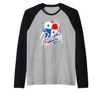 I Love Panama Vacaciones Turismo Viaje Corazón Bandera Souvenir Camiseta Manga Raglan