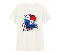 I Love Panama Vacaciones Turístico Viaje Corazón Bandera Diseño Arte Camiseta Premium