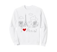 I Love Paris Cityscape - Camisas de Dibujo a Mano, diseño de París Sudadera