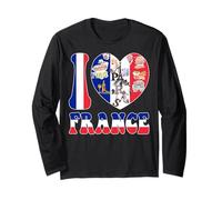 I Love Paris I Love France Bandera Corazón Semana Francesa Manga Larga