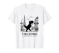 I Love Paris, Pixel Dinosaur in Paris Retro City Adventure Camiseta gráfica económica