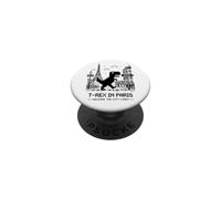 I Love Paris, Pixel Dinosaur in Paris Retro City Adventure PopSockets PopGrip Adhesivo
