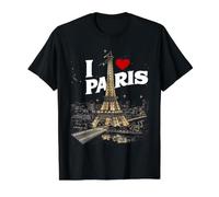 I Love Paris Torre Eiffel Francia, Recuerdo francés Camiseta gráfica económica, Hombre, Negro, S