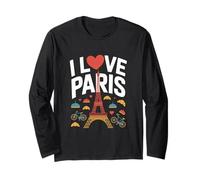 I Love Paris Torre Eiffel Paraguas Corazones Manga Larga