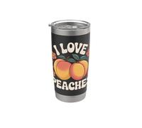 I Love Peaches Retro Fruits Diseño Floral Vaso térmico de acero inoxidable de doble pared