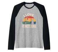 I Love Pennsylvania Paisaje de patrimonio escénico Camiseta Manga Raglan