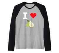 I Love Peras Dulce Otoño Frutas Bartlett Bosc Anjou Comice Camiseta Manga Raglan