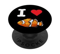 I Love Pez Payaso Anémona Océano Pacífico Indio Naranja Rojo PopSockets PopGrip Adhesivo