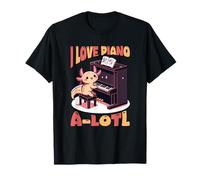I Love Piano A-Lotl Sea Creature Kawaii Lindo Divertido Camiseta