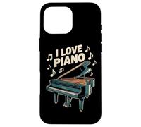 I Love Piano Notas Musicales Arte Carcasa para iPhone 16 Pro Max