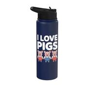 I Love Pigs Cute Cartoon Pig Trio Divertido Stainless Steel Insulated Water Bottle