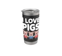 I Love Pigs Cute Cartoon Pig Trio Divertido Vaso térmico de acero inoxidable de doble pared