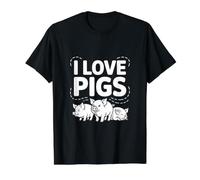 I Love Pigs Cute Piggy Animales de Granja Camiseta gráfica económica, Hombre, Negro, XL